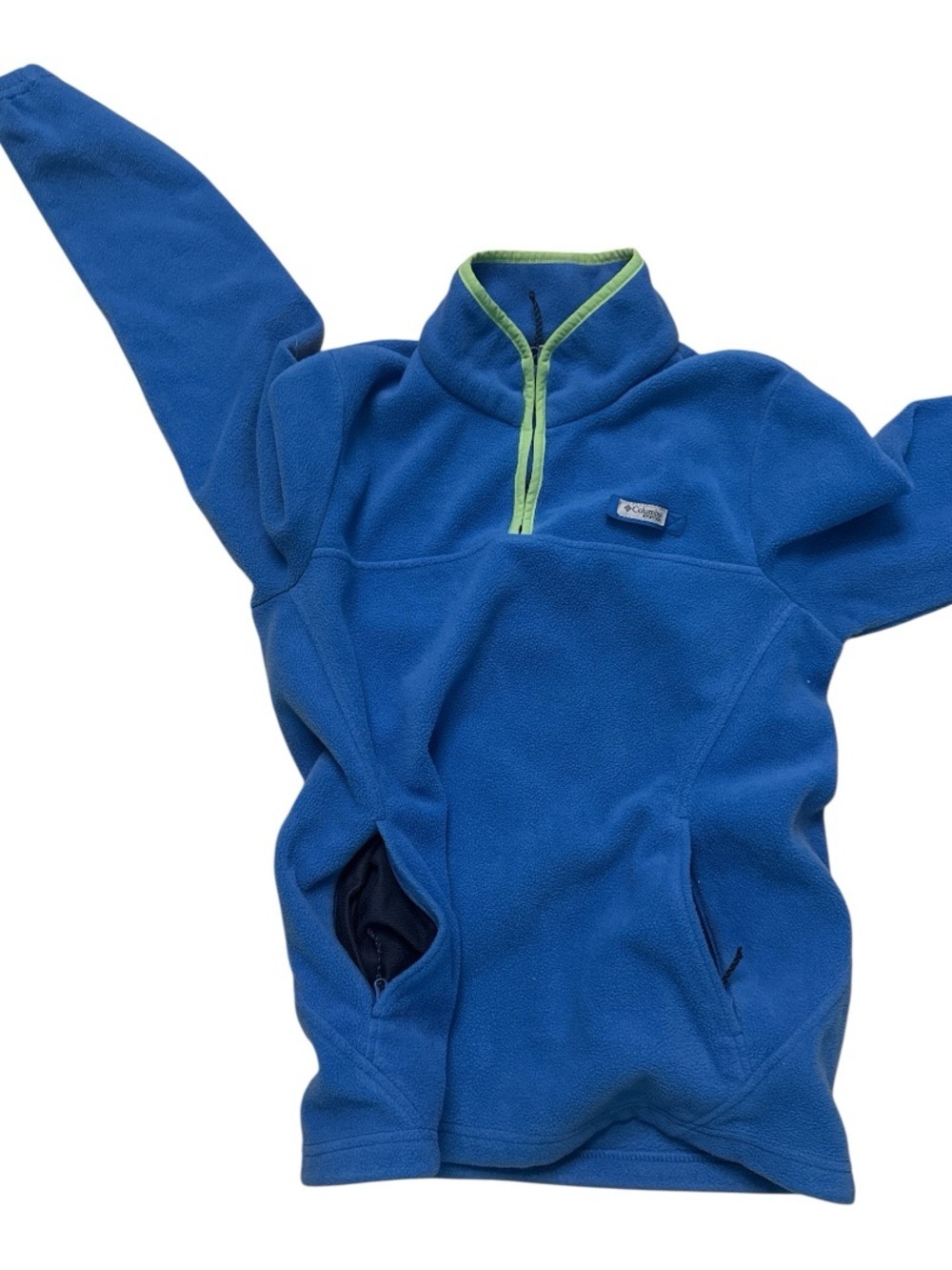Columbia PFG Half-Zip Fleece Pullover Jacket with Green Trim Size Medium pockets - Picture 3 of 6